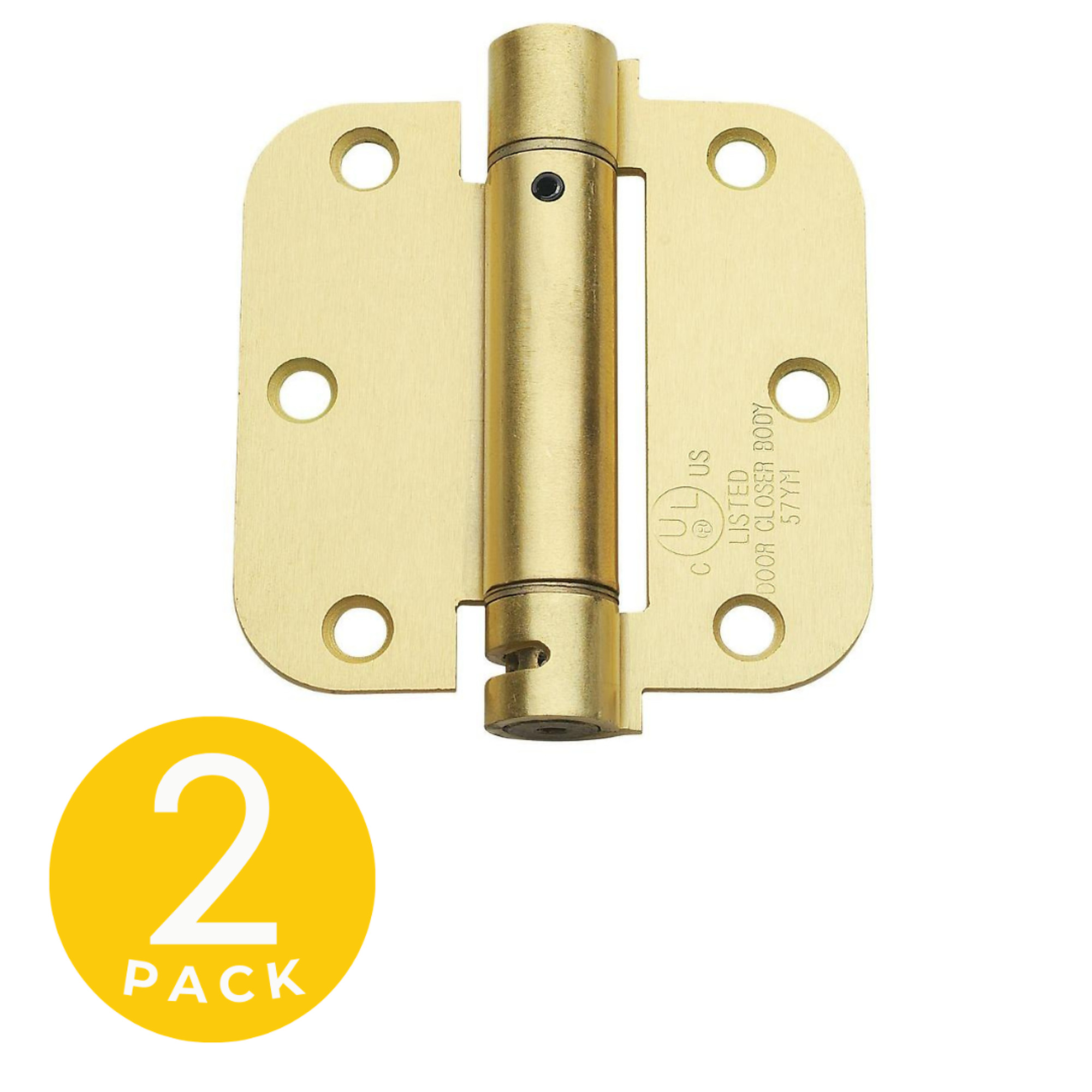 Global Door Controls CPS3535 Series Commercial Full Mortise Spring Hinge, 2-Pk, Satin Brass, 3.5in. x 3.5in., Model# CPS3535-R-US4-M